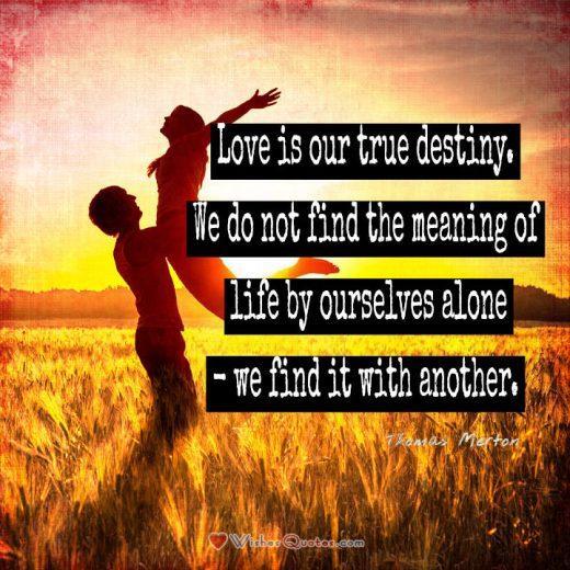 Love is our true destiny. We do not find the meaning of life by ourselves alone—we find it with another. - Thomas Merton